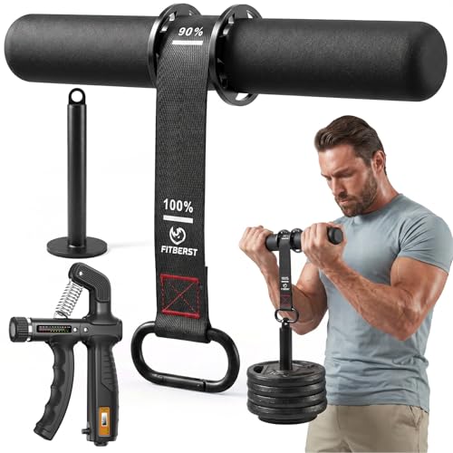 FitBeast Wrist Roller Forearm Strengthener with Grip Trainer & Loading Pin | Thicker Handles, Adjustable Resistance Grip Strength Trainer, Loading Pin Fits 1" and 2" Plates for Grip and Wrist Training