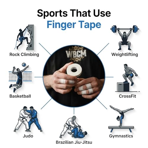 WARM BODY COLD MIND Athletic Finger Tape - 0.5inch x 33ft - Sport Tape for Fingers, Strong Hand Wrap for Crossfit, Weightlifting, Jiu Jitsu, Rock Climbing - color: 3 Rolls White (33ft)
