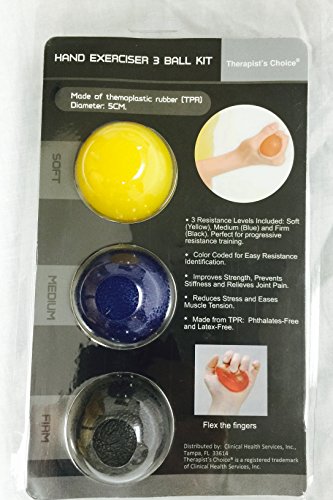 Therapist’s Choice® Hand Exercise 3 Ball Kit: 3 Color Coded Resistance Levels