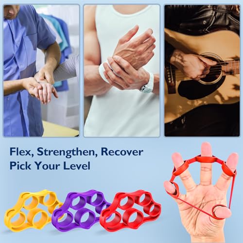 FitBeast Grip Strength Trainer, Finger Exerciser, Forearm Strengthener 9-Piece Kit, Hand Grip Strengthener Targeted Strength, Relief & Recovery - color: Red