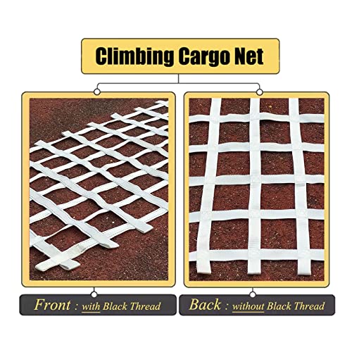 Climbing Cargo Net Heavy Duty,Ninja Net,Rope Ladder for Kids Outdoor Treehouse Backyard Playground Indoor Obstacle Webbing Net for Swing Set Jungle Gym Accessories for Slacklines,White - size: 3x20ft/0.9x6.1m