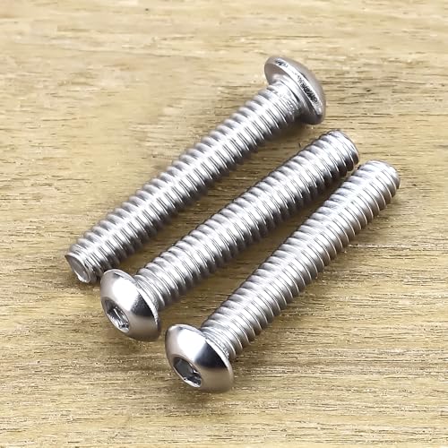 1/4-20 x 1-5/8" Button Head Socket Cap Bolts Screws, 304 Stainless Steel 18-8, Allen Hex Drive, Bright Finish, Fully Machine Thread, Pack of 25 - size: 1/4-20 x 1-5/8