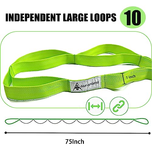 Stretching Strap Yoga Strap with Loops, Stretch Straps for Physical Therapy, Non-Elastic Exercise Strap for Pilates, Dance and Gymnastics with Workout Guide - color: Green