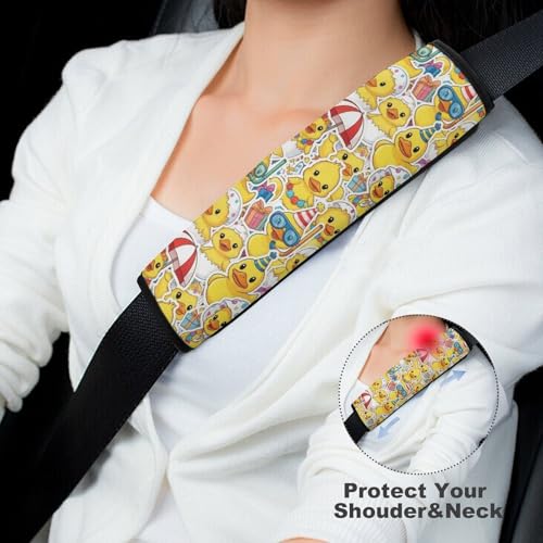 Universal Fit Yellow Duck Cute Ducks Seat Belt Shoulder Pad for Adult Use, Most Cars, 1 Pair Harness Pads Strap Anti-Slip Pad - color: Pattern 620