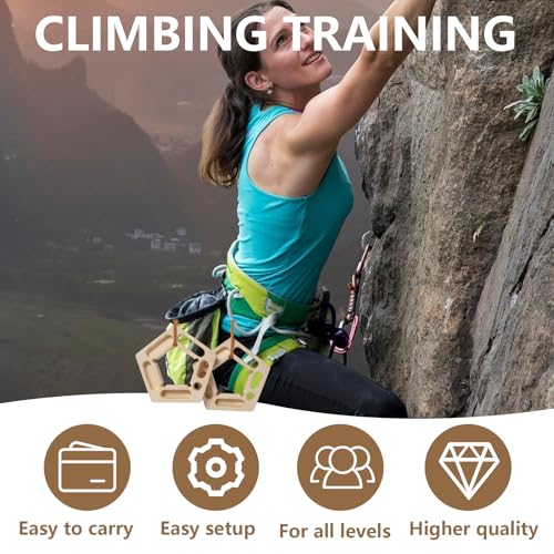 HRVEOCEI Climbing Hangboard for Rock Climbing Training – Wooden Fingerboard with Multi-Grip Design – Strengthen Fingers & Grip – Easy Mount for Home & Gym - color: Brown 3
