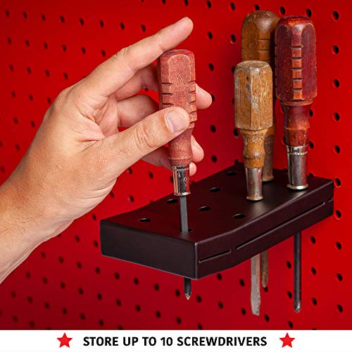 Pegboard Screwdriver and Wrench Holder Set Peg Board Accessories, Organize Wrenches and Screwdrivers on Pegs. Heavy Duty Black Pegboard Accessories for Hanging Tools, Pegboard Organizing