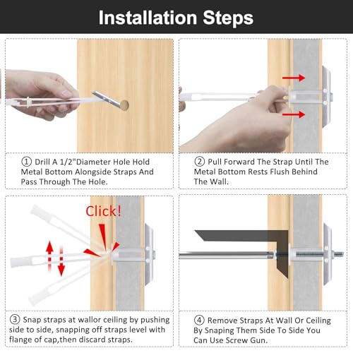 Drywall Anchor with Included Bolts for 1/4-20 Fastener Size, Wall Anchors Drywall Heavy Duty for TV Mounting, Hollow-Wall Anchors Screws Kit Holds Up to 270 Pounds Each in 1/2-in Drywall-14 Pack - size: 1/4"-20：Pack of 14