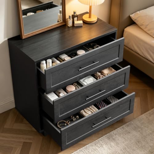 Fatmok 3-Piece Accent Furniture Set, 2 Arched Sideboard Cabinets with Adjustable Shelves and 1 Wide 3-Drawer Side Table, Modern Display Unit for Living Room, Dining Room, Black Grey - color: Cec-black Grey