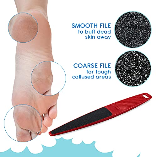 Flowery Original Swedish Clover Red Foot File – Stainless Steel Pedicure Foot Scrubber, 60/100 Grit - color: Red