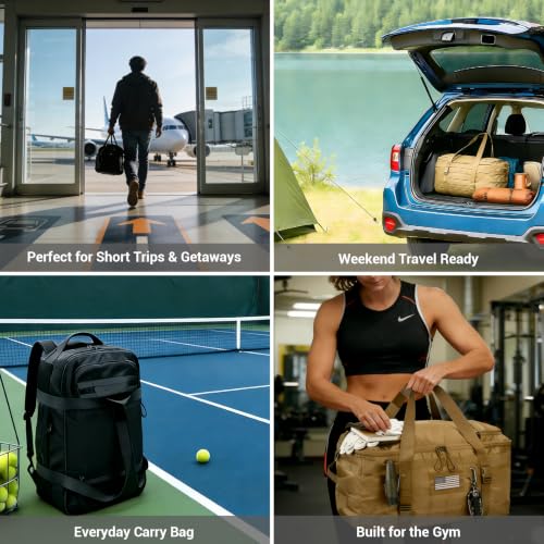 kokkoya Tactical Gym Bag for Men 40L Tactical Duffel Bag Backpack Gym Bag Large With MOLLE Water Resistant 600D Degree Full Opening Powerlifting for Travel Crossfit Football