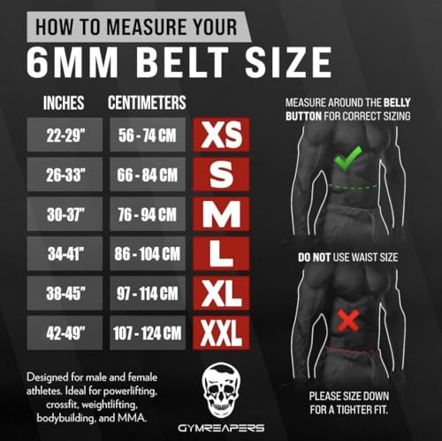 Gymreapers Weightlifting Belt 6MM Genuine Leather - Double Prong Power Belt Heavy Duty 4-Inch Wide - Strong, Stabilizing Back Support For Deadlifts, Squats Powerlifting - size: X-Large