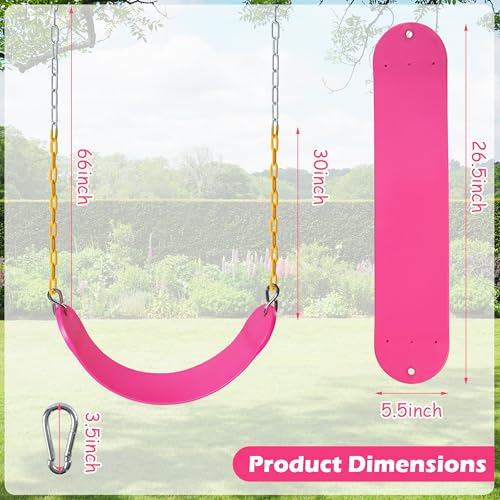 Sunnyglade 2PCS Swings Seats Heavy Duty with 66" Chain, Playground Swing Set Accessories Replacement with Snap Hooks, Support 250lb (2, Pink) - color: Pink