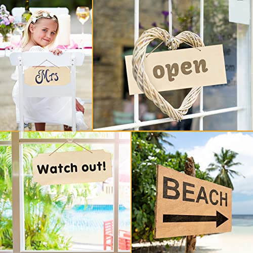 Patelai 10 Pcs Unfinished Hanging Wood Sign 9.8 x 3.9 Inch Rectangle Blank Wooden Plaque Blank Hanging Wooden Slices Banners with Ropes for Painting Writing DIY Home Crafts (2 Styles) - style: 2 Styles