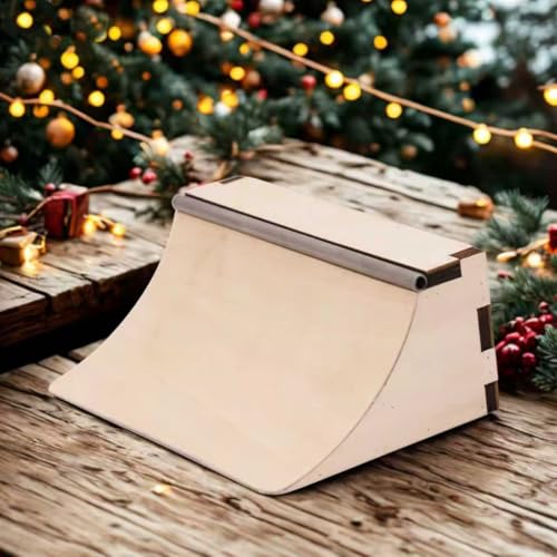 Fingerboard Ramp – Portable Quarter-Pipe, Handmade Wooden Ramp for Fingerboard Tricks and Layouts, Fits 96mm Fingerboards