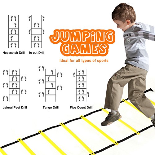 Alomejor Agility Speed Training Ladder Durable Adjustable Rungs Improves Technique for Football Soccer Athletes PP Material