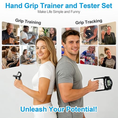 Grip Strength Tester Trainer - Dynamometer Handgrip Measurer Meter, Handheld Strengthener Exerciser for Sports, School, and Home Use