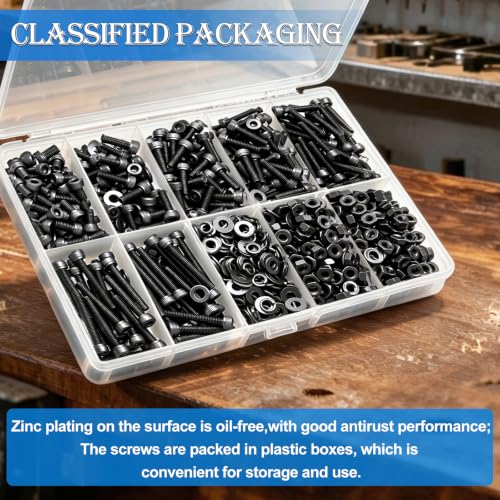 mxuteuk 1016PCS M2.5 Screws Kits,M2.5×4/6/8/10/12/16/20/25mm M2.5 Bolts,12.9 Alloy Steel M2.5 Hex Socket Head Bolts Nuts Washers Set Suitable for 3D Printer,DIY - size: 1016PCS M2.5, style: Hex Socket Head