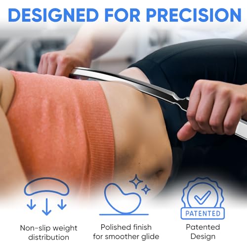 Crescent Bar Muscle Scraper Tool – 304 Stainless Steel Wide IASTM & Bodywork Scraping Instrument with Dual-Hand Grip for Larger Muscle Groups, Ergonomic Shape for Massage Techniques - color: Crescent Bar