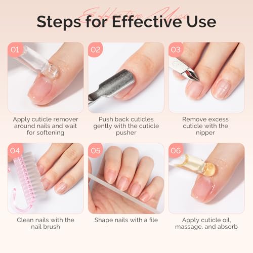 MelodySusie Cuticle Remover Kit 25ML Cuticle Remover Cream and Oil | Cuticle Nipper,Trimmer Pusher,Nail File and Brush for Cuticle Softener & Moisturize Manicure Kit for Nail Care - size: 7Pcs Milk & Honey