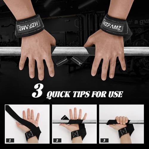 Lifting Straps, Lifting Wrist Straps for Weightlifting, Weightlifting Straps with Padded Neoprene, Gym Straps for Strength Training, Bodybuilding, Weight Lifting Straps for Men and Women - color: Black