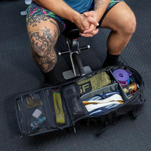 SERIOUS STEEL FITNESS Gym Bag, Rip-Resistant Fabric, Heavy Duty (Black, Backpack (Pro-Mini (26L) with Dividers)) - color: Black, style: Backpack (Pro-mini With Dividers)
