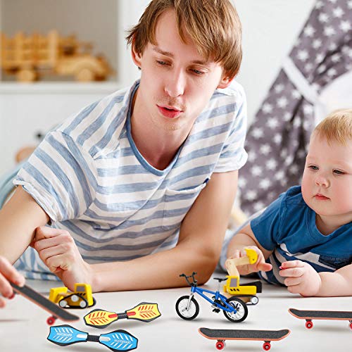 Sumind 18 Pcs Mini Finger Toys Set Includes Finger Skateboards, Bikes, Mini Scooters and Matched Wheels and Tools Accessories Fingertip Movement Educational Toys for Kids Gifts Party Favors