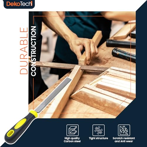 6-inch Flat Hand Metal File with High Carbon Hardened Steel, Ergonomic Grip, Plastic Non-Slip Handle, Suitable for Wood, Plastic, Metal, Model, 3D-Print, etc. - style: 6-Inch Flat Hand File with Ergonomic Handle