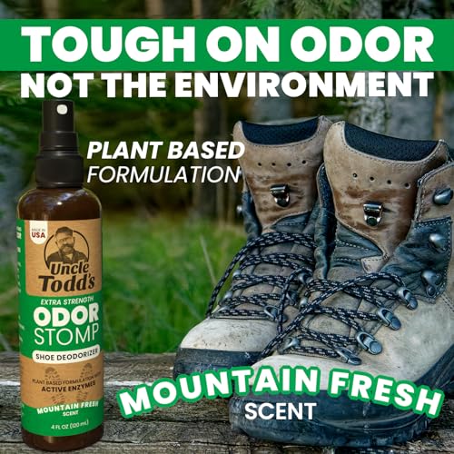 Uncle Todd's Shoe Deodorizer Spray - Proven & Powerful Enzyme Formula Spray for Shoe Odor Elimination in All Footwear (Mountain Fresh) - size: 4 Fl Oz (Pack of 1)