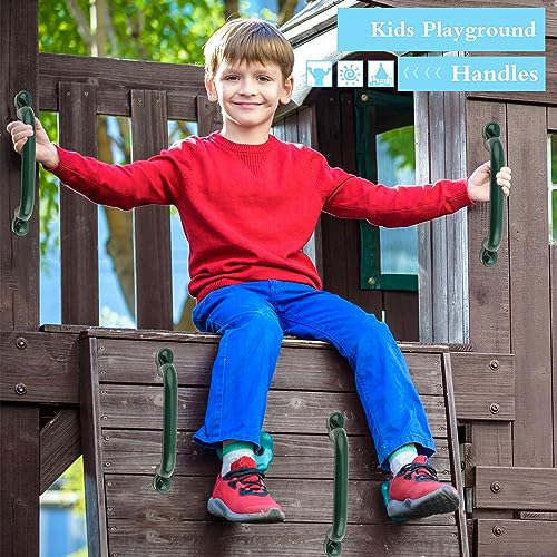 4 Pieces Kids Playground Safety Handles Playground Grab Handle Bars Playground Accessories Equipment for Kids Outdoor Playset Backyard Playhouse Tree House Jungle Gym (Green) - color: Green
