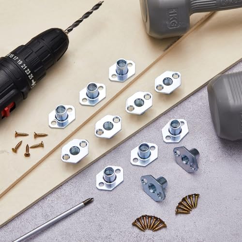 120 Pack 3/8"-16 Screw-in T-Nuts for Climbing Holds with 240 Screws, Industrial 2-Hole Tee Nuts for Climbing Wall, Removable & Reusable Zinc-Plated Steel T Nuts for 3/4" Plywood or Thicker