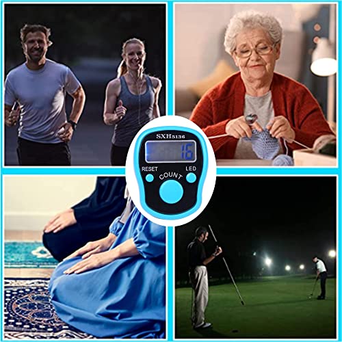 6-Pack Digital Tally Finger Counter with Led, Colorful Tasbeeh Tasbih 5-Digits Counter Clickers with Led Light, Carry Ring, Individual Hard Case for Muslims Pray Knitting Track Golf Lap - color: Bright color