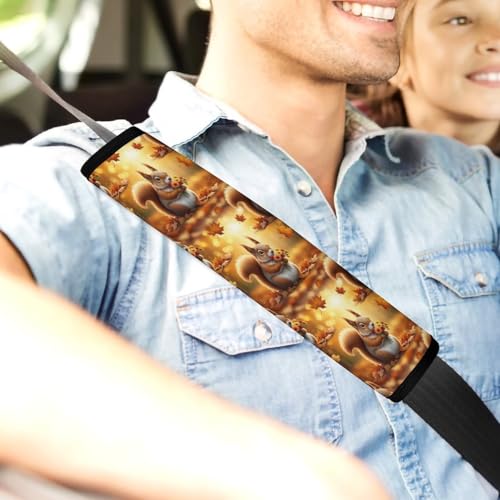 2PCS Squirrel Floral Animal Car Seat Belt Pad Universal Soft and Comfortable Harness Pads Strap for Kids, Car Seats Pushchair Strollers High Chair Pushchair - color: Pattern 997
