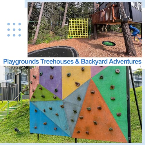PATIKIL Rock Climbing Holds, Climbing Rock Wall Grips Play Set Climber Attachments with Single Holes for Playground - color: Green, style: Green-D