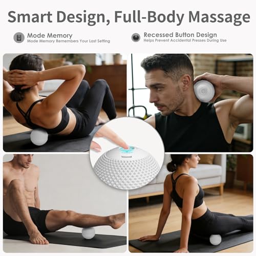 Heating Vibrating Massage Ball with 7 Modes & Memory Function for Myofascial Release, Deep Tissue and Trigger Point Muscle Therapy - Targets Back, Hip, Leg, Neck & Foot (Gray) - color: Gray