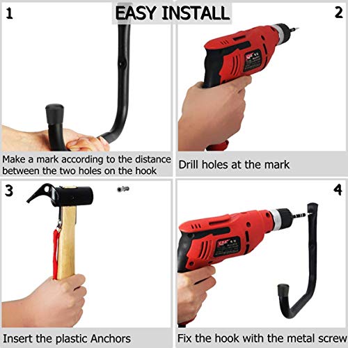 Garage Storage J Utility Hook, 8 Pack Heavy Duty Wall Mounted Hanging Hooks Organize Garden Tools, Gym Bags, Stroller, Toy,Power Tool - size: 3.5inch