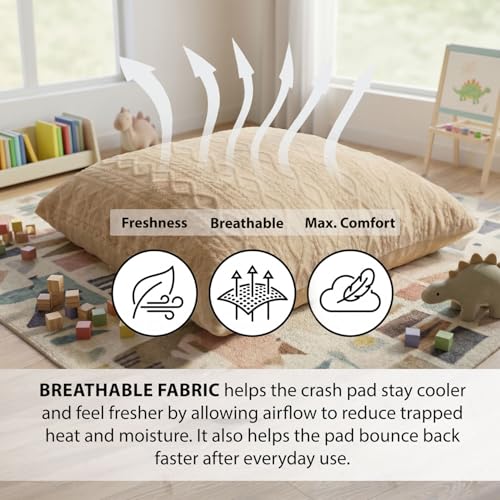 Matini Home Crash Pad 48" X 60" - Sensory Pad with Cover Foam Blocks for Kids and Adults, Ideal Gymnastics Equipment to Jump, Play or Relax - Beige - color: Beige 48" X 60"