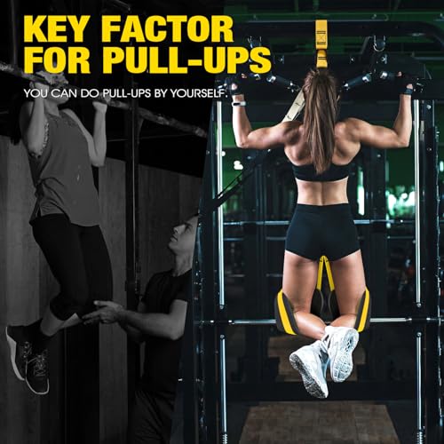 Pull Up Assistance Bands, Resistance Bands for Pull Up Bar Workout, Adjustable Heavy Duty Pull Up Assist Equipment with 4 Assistance Bands, Home Gym Fitness Exercise Strength Training - color: Yellow