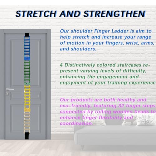 Shoulder Pain Relief Wooden Finger Ladder, Physical Therapy Equipment for Shoulders, Hand Therapy Ladder for Rehabilitation, Fingers, and Joints, Ideal for Chronic Muscle Pain Recovery （2.0 Version）