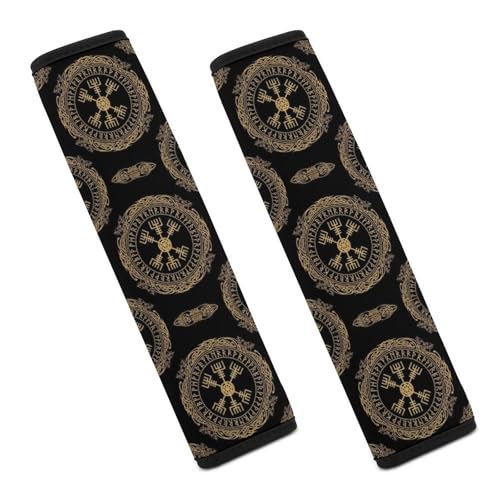 Universal Soft and Comfortable Seat Belt Cover for Adult Use, Stroller Pushchair High Chair, 2 Pack Viking Design Magical Runic Compass Shoulder Harness Cover - color: Pattern 39