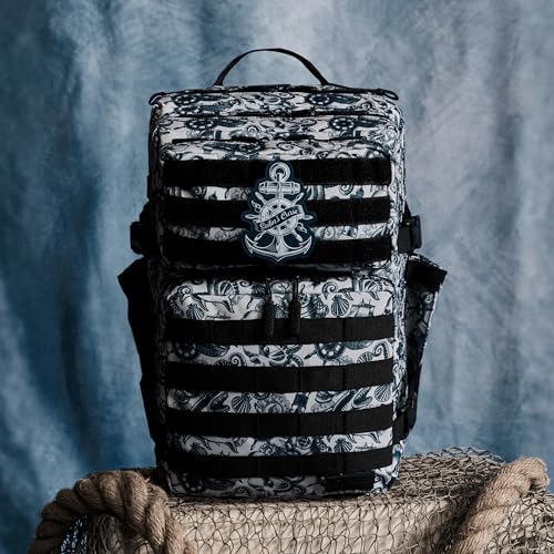 WOLFpak 35L Athletic Gym Backpack - Durable 1000D Waterproof Oxford Material with MOLLE Webbing, Laptop Pocket - color: Sailor's Curse