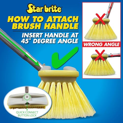 STAR BRITE Deluxe Telescoping Deck Brush Kit - Extendable 3'-6' Aircraft-Grade Aluminum Handle, Floats if Dropped, Ergonomic Design, Multi-Surface Cleaning - Soft Yellow Bristles - (040191) - style: Yellow, Soft