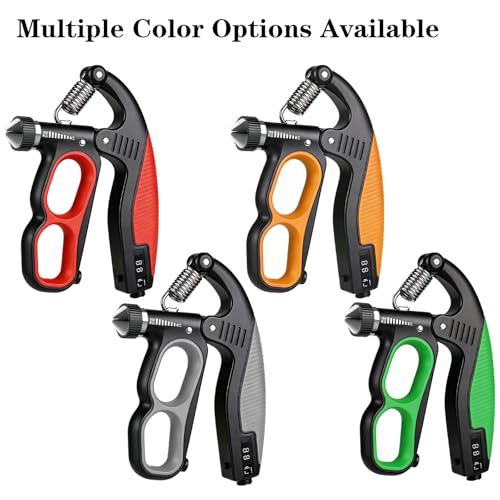 Hand Gripper Strengthener, 22-330LB Adjustable Resistance Grip Strength Trainer with Counter, Forearm Exerciser for Injury Recovery and Muscle Building - color: Grey