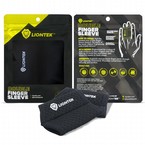 LIONTEK Double Flow Finger Sleeve V3 Pair — Joint Support & Compression for Activity, BJJ, Fitness, Volleyball, Basketball, and More (Small) - size: Small