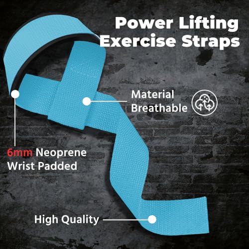 WSAKOUE Lifting Straps, Weightlifting Straps, Deadlift Straps with Padded Neoprene for Power Lifting, Bodybuilding, Gym Workout, Strength Training & Fitness Workout, Resistance - color: Blue