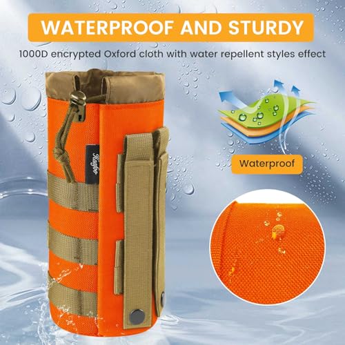 Molle Water Bottle Holder, Upgraded 1000D Nylon Tactical Molle Water Bottle Pouch, Sports Water Bottle Bag Bottom Mesh Lining Hydration Carrier for Camping, Climbing, Hiking and Travelling - color: Tan-Camo