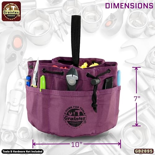 Graintex 18 Pockets Grab Bag Rip-stop Canvas Drawstring Closure, Small Part Organizer Pouch, Small Tools, Screws, Parts, Parachute Tool Bag for Efficient Storage - Purple - color: Purple