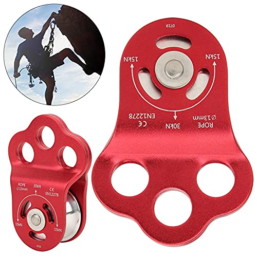 Keenso Climbing Pulley, High Strength Outdoor Tool, Three Hole Single Pulley for Mountaineering, Rock Climbing, and Home Use