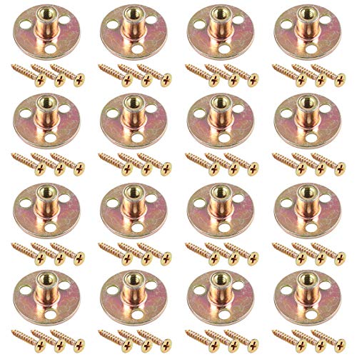 Glarks 64Pcs M6(1/4'') Brad Hole Tee Nut with Mounting Screws Set Zinc Plated Carbon Steel 3-Hole T-Nuts Furniture Hardware Flange Insert Female Thread for Wood Furniture - size: 1/4''(M6) - 64Pcs