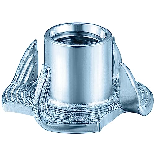 T-Nuts M5x8 (100 pcs), zinc Plated Steel, for Wood, Climbing Holds and cabinets - color: Zinc, size: M5