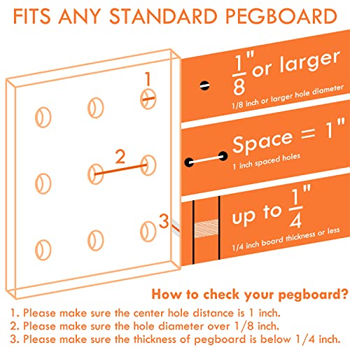 Pegboard Bins With Hooks, 12 Pack Peg Board Garage Tool Storage Organizers | 1/8" 1/4" Pegboard Accessories, Plastic Hanging Organizer Bins, Tool Storage for Screws Nuts Bolts Nails Small Hardware Parts